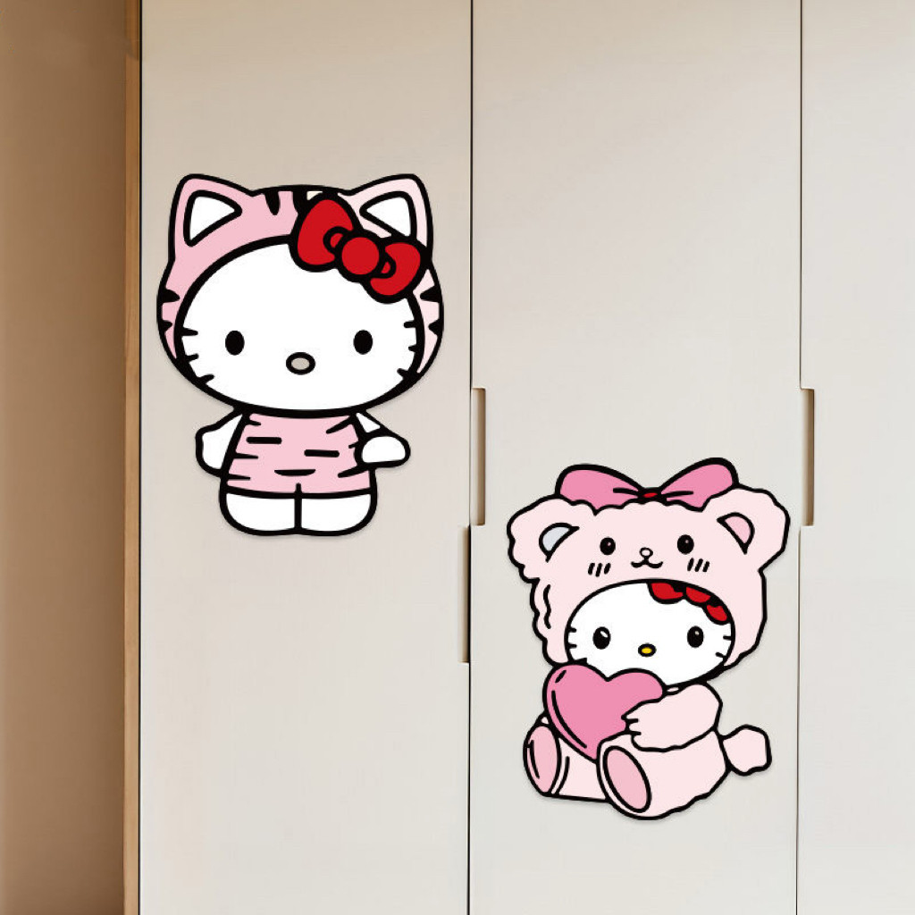 HelloKitty猫贴纸房间改造防撞玻璃门贴防水衣柜可爱KT卫生间贴纸,淘宝优惠券,粉丝福利购,淘宝优惠卷