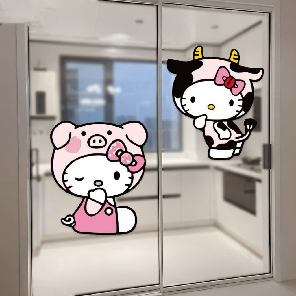 HelloKitty猫贴纸房间改造防撞玻璃门贴防水衣柜可爱KT卫生间贴纸,淘宝优惠券,粉丝福利购,淘宝优惠卷