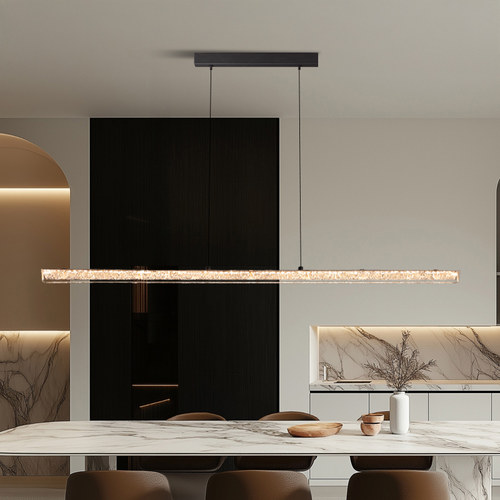 悬浮餐厅吊灯现代简约意式轻奢高级感2025极简一字长条餐桌岛台灯 - 图2