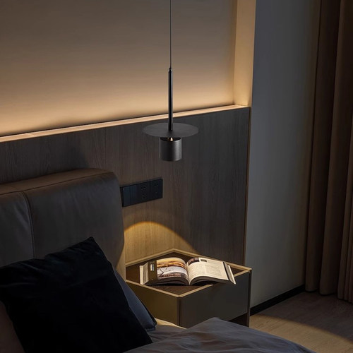 卧室床头吊灯现代简约2025新款主卧床头吊线灯极简北欧单头小吊灯 - 图3