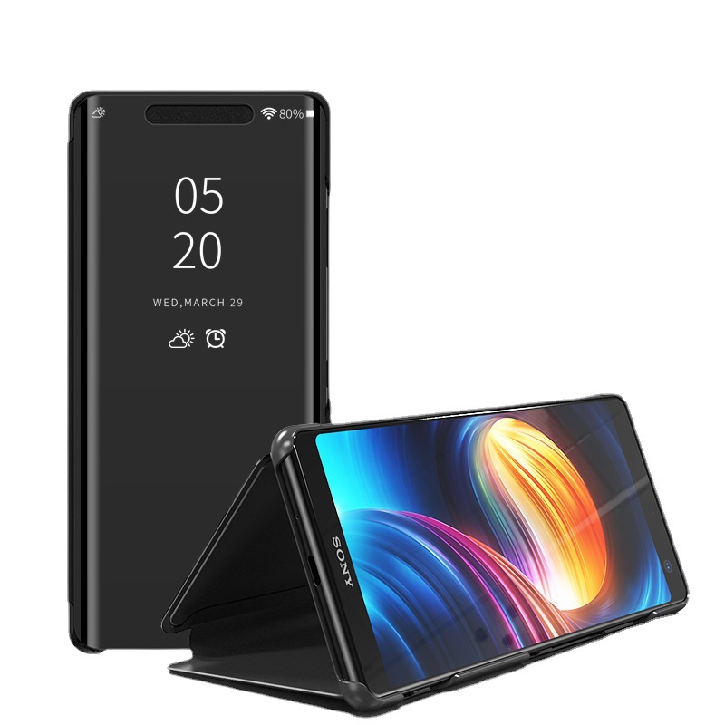 适用索尼XZ5支架手机壳xperia1 电镀镜面Sonyxz3/4翻盖皮套保护套 - 图3