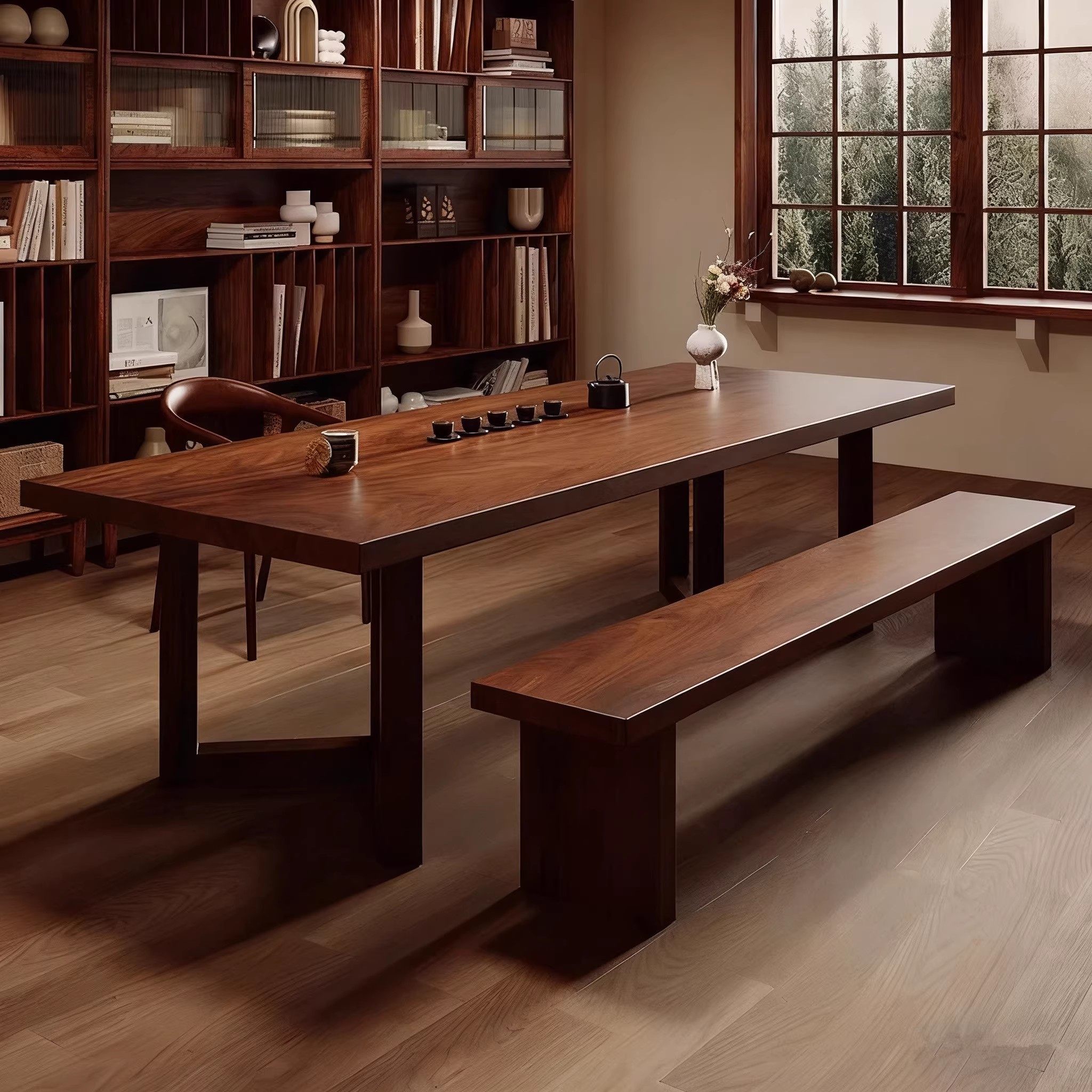 南美胡桃木茶桌椅组合客厅家用新中式禅意实木泡茶桌办公室大板桌,淘宝优惠券,粉丝福利购,淘宝优惠卷