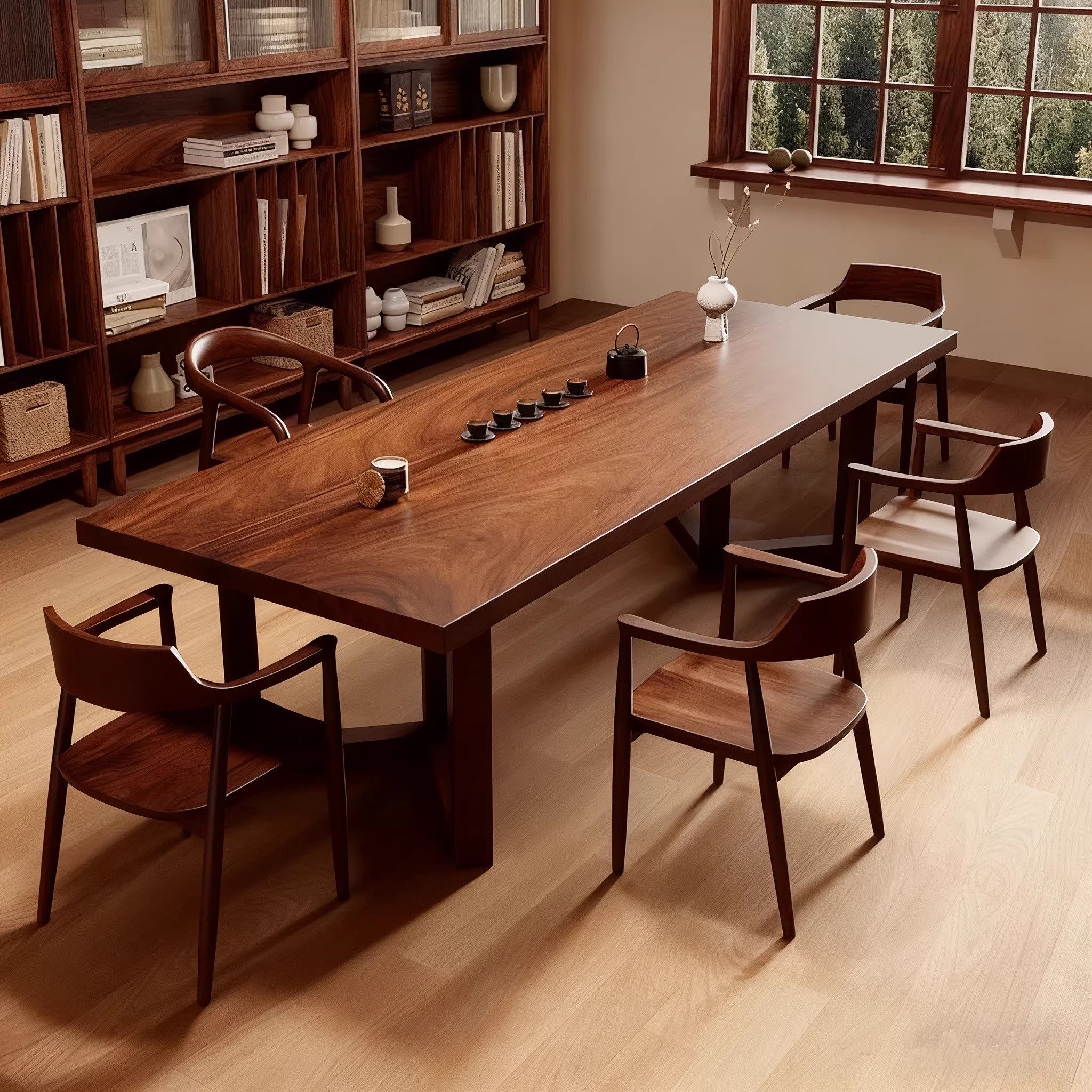 南美胡桃木茶桌椅组合客厅家用新中式禅意实木泡茶桌办公室大板桌,淘宝优惠券,粉丝福利购,淘宝优惠卷