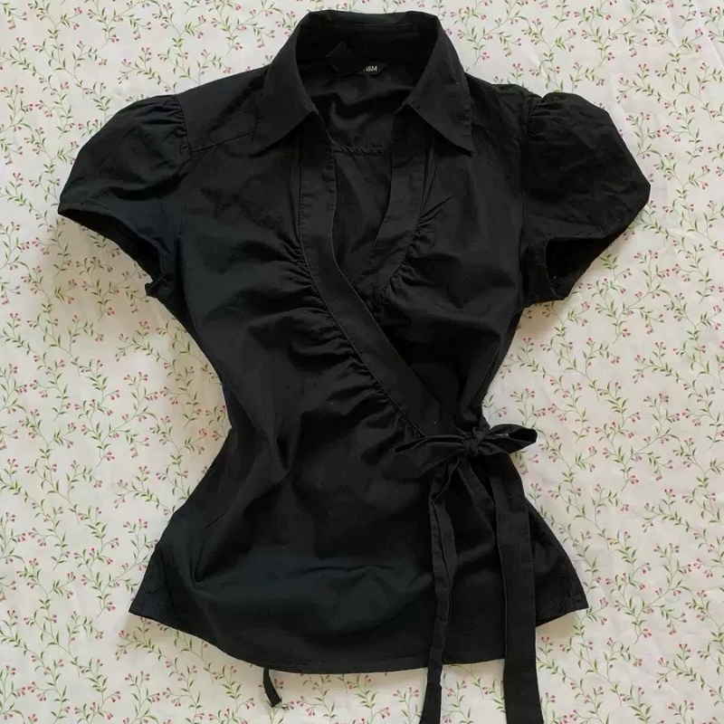 blouse新款韩式拼接假两件t恤单排扣复古辣妹风格子女式衬衫上衣,淘宝优惠券,粉丝福利购,淘宝优惠卷