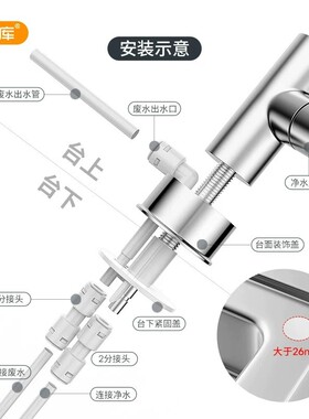 2分龙头纯水RO机家用净水器废水利用装置配件接头废水浓水回收器