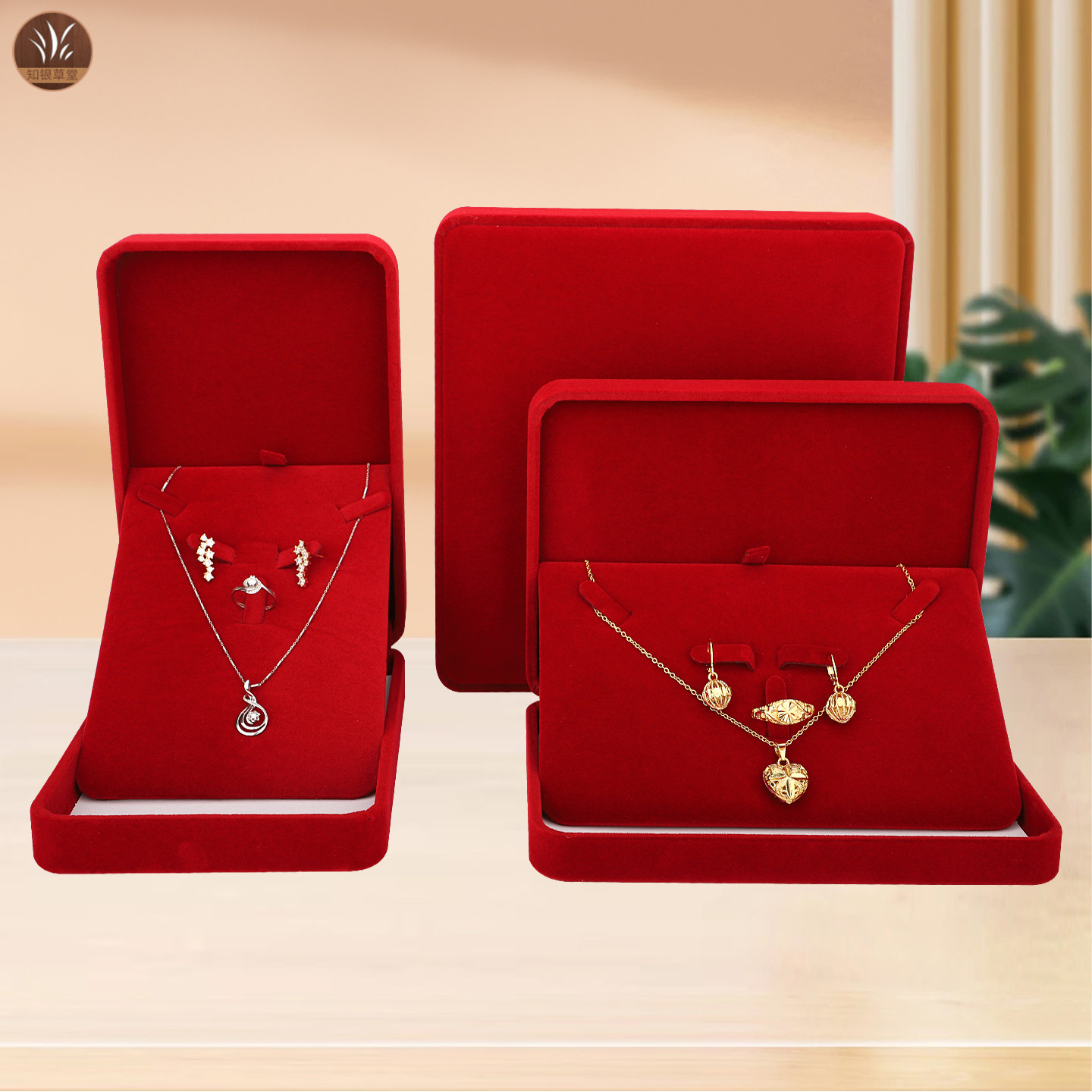 01圆角绒布盒枣红绒面手镯盒项链盒吊坠盒戒指盒首饰盒饰品盒logo,淘宝优惠券,粉丝福利购,淘宝优惠卷