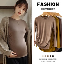 Pregnancy Woman Dress Undershirt Autumn Winter Warm Semi high collar Long sleeves T-shirt Great to wear in spring and autumn blouses for long time