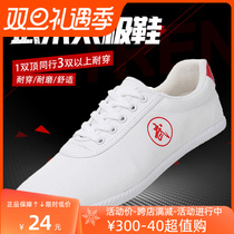 Twin Stars Rutai Martial Arts Tai Chi Shoes Men And Women Non-slip Canvas Practice Shoes Children Martial Arts Performance Training Little White Shoes