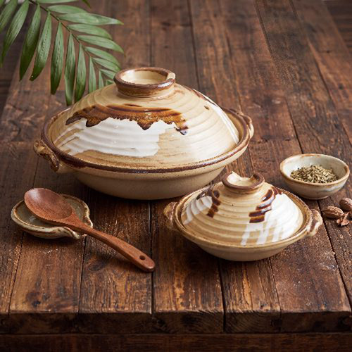 日本进口万古烧华月大黑锅炖菜炖汤家用汤锅米饭锅干烧不裂炖砂锅 - 图3
