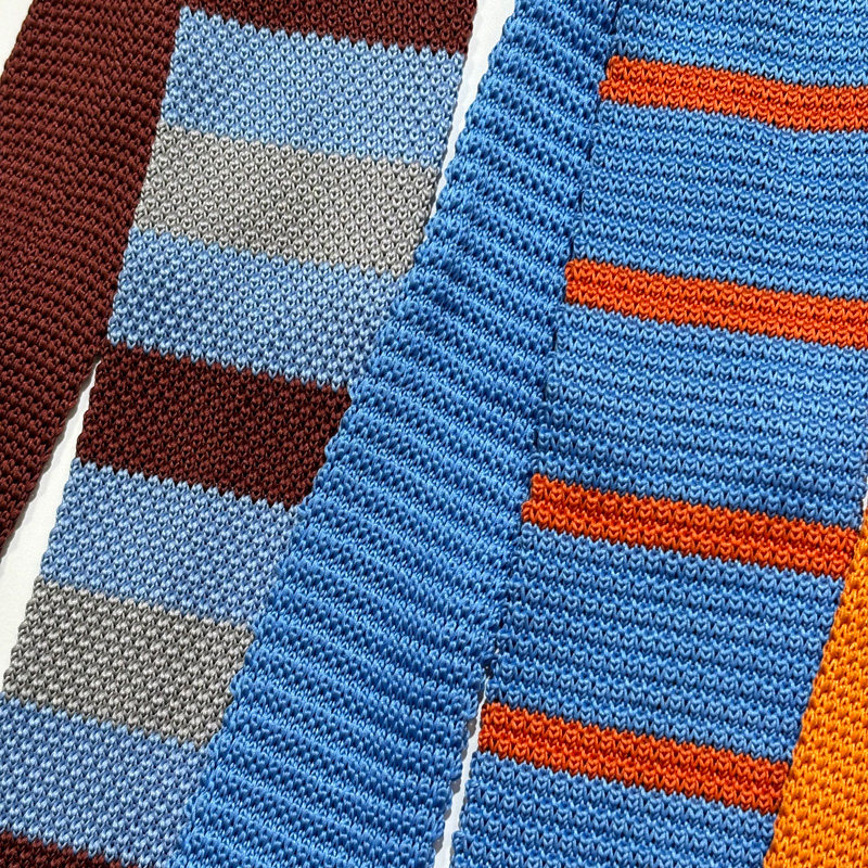 清仓不退换手打平头针织领带女橙色条纹撞色蓝灰棕小众个性腰带酷,淘宝优惠券,粉丝福利购,淘宝优惠卷