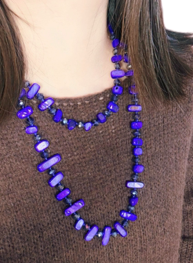 紫色贝壳毛衣链长款女简约百搭长款项链衣服挂链高档温柔气质饰品