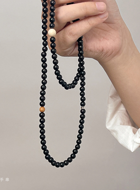 女黑檀木简约108颗老山檀