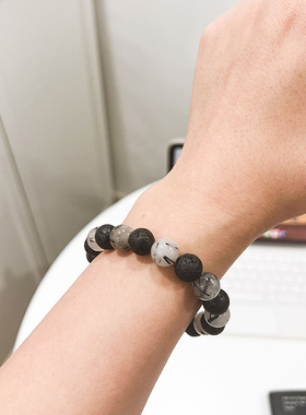 男女火山石黑发晶简约个性混搭