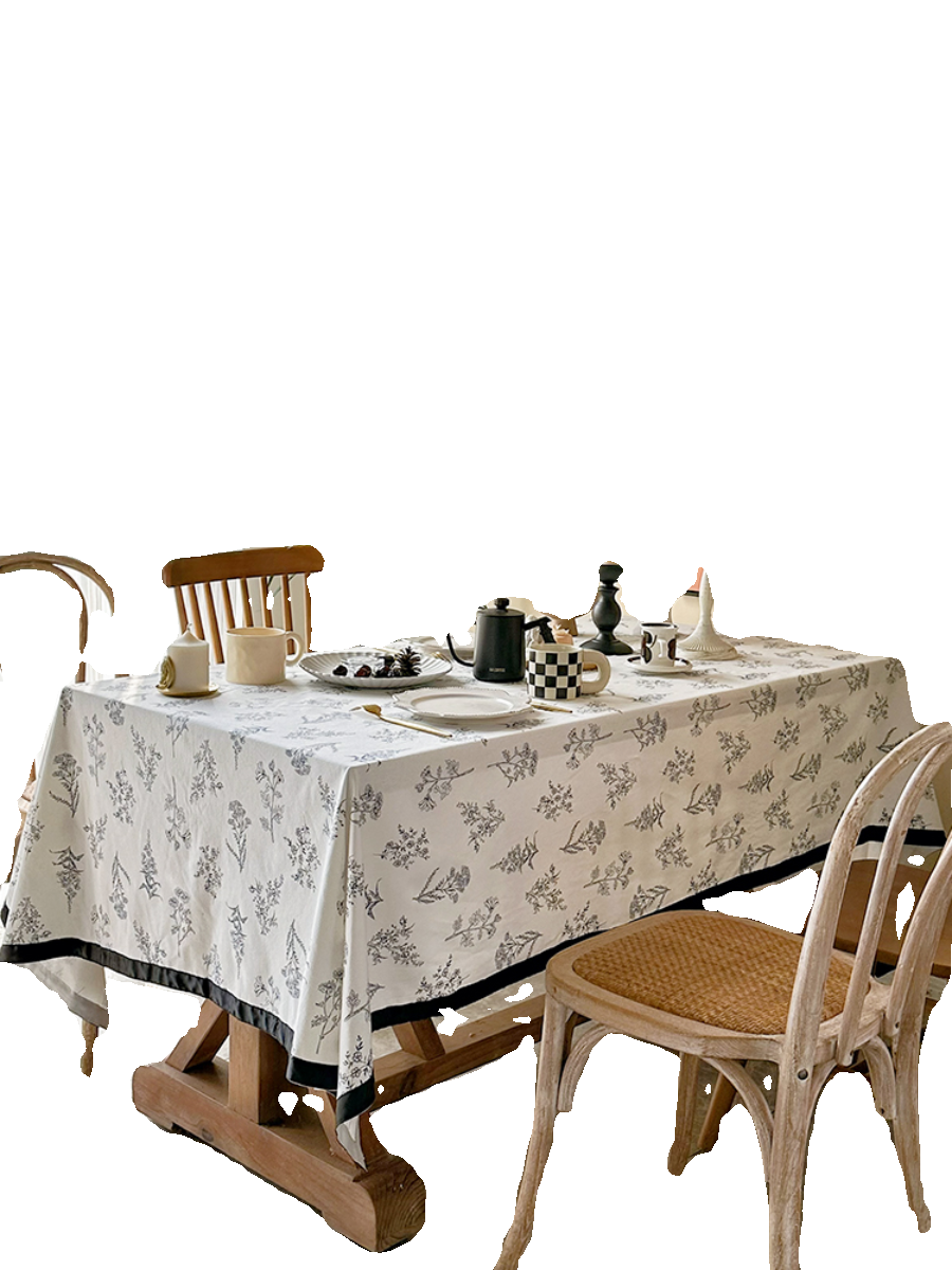 法式中古风黑边棉麻桌布复古印花圆桌长正方形餐桌布茶几宫廷风,淘宝优惠券,粉丝福利购,淘宝优惠卷