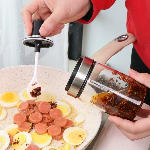 Ложка крышка интегрированная приправа танка кухня соленый сахар приправа коробка стеклян