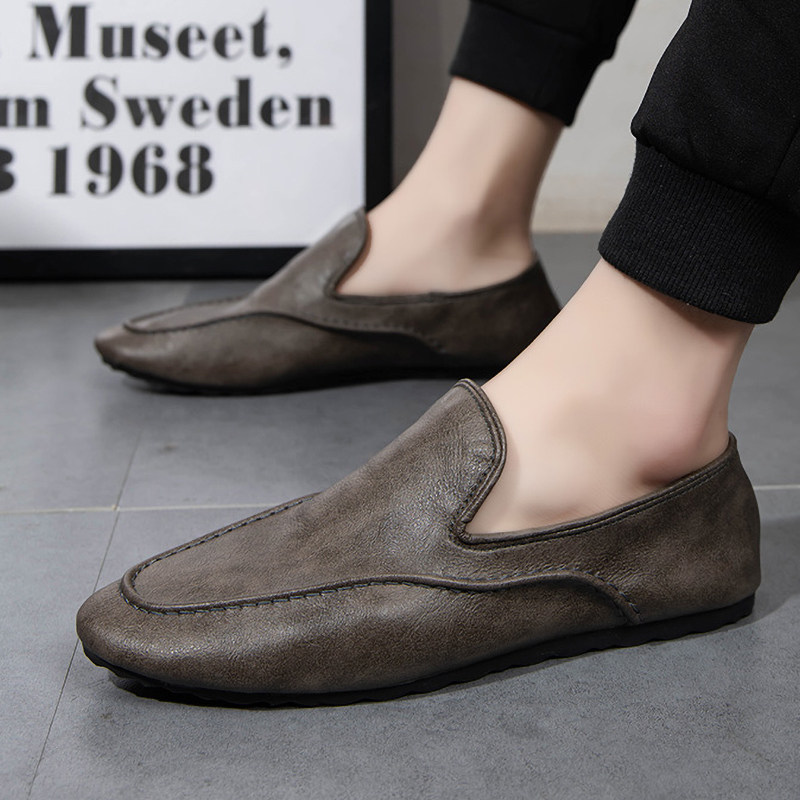 男豆豆鞋2025秋季新款真皮男士休闲一脚蹬懒人皮鞋潮鞋男商务英伦,淘宝优惠券,粉丝福利购,淘宝优惠卷