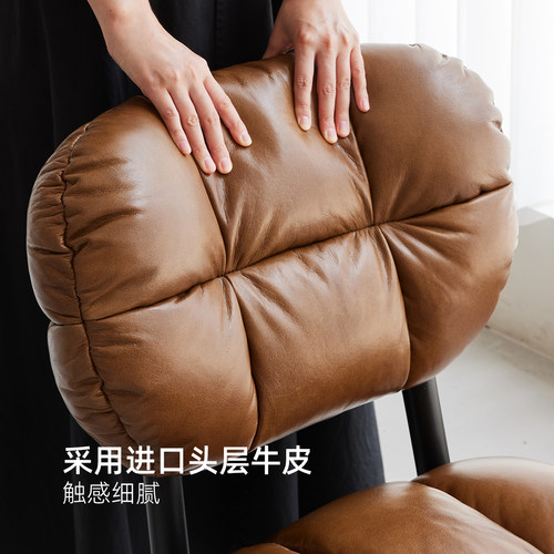 伯明翰真皮餐椅现代中古风2026新款家用椅餐厅轻奢高级感靠背椅子 - 图2