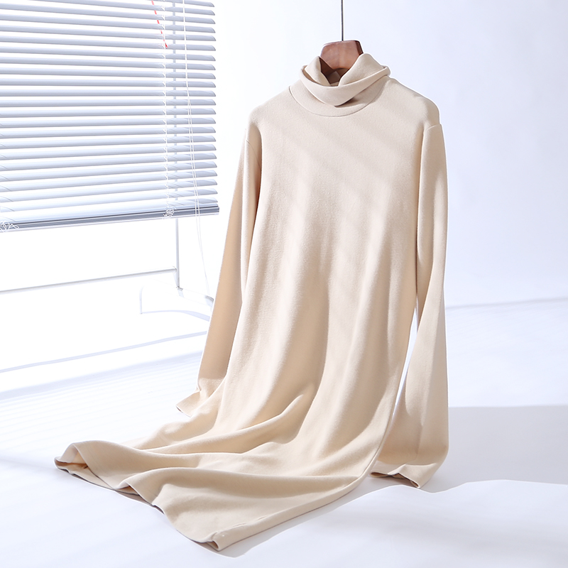 双面绒高领保暖打底衫女大码胖妹妹200斤秋冬加绒加厚中长款上衣 - 图1