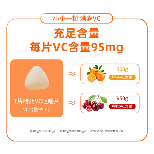 哈药六维生素C咀嚼片男士VC含片女士多种复合维生素B族维VB烟酰胺