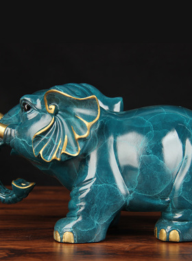 彩绘铜大象摆件铜财福大象摆件