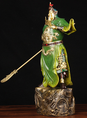 QT38号手工彩绘铜关公摆件配礼盒