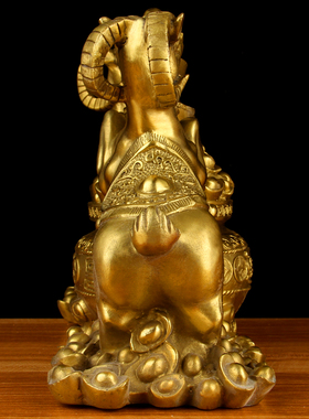 1.2尺m铜聚宝盆对羊摆件