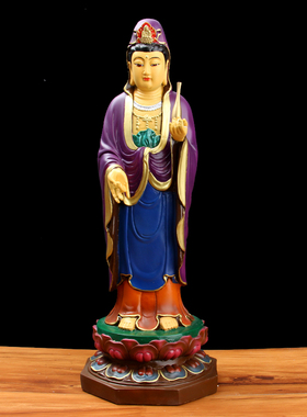 厚德居西方三圣手工彩绘菩萨摆件