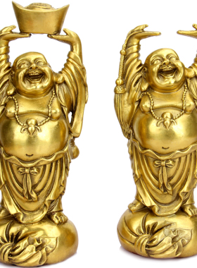 黄铜中式铜举手摆件大肚佛