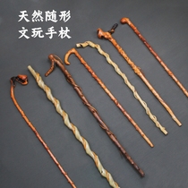 Wild solid wood cane Guizhou featured natural text to play with an inflective club Civilized Sticks Lemon wood Wolf Tooth Mountaineering Stick for the Elderly