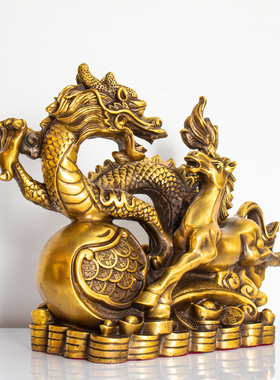 纯铜龙马精神摆件送朋友马到成功铜龙家居饰品办公室客厅桌面装饰