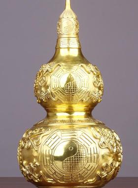 安宅开盖纯黄铜葫芦摆件招财