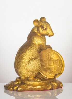 纯黄铜生肖鼠摆件十二生肖鼠聚宝盆鼠钱袋鼠铜钱鼠核桃鼠发达老鼠