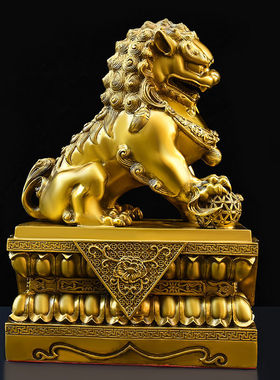 纯黄铜狮子摆件一对北京狮宫门狮子门口办公装饰招财客厅玄关摆放