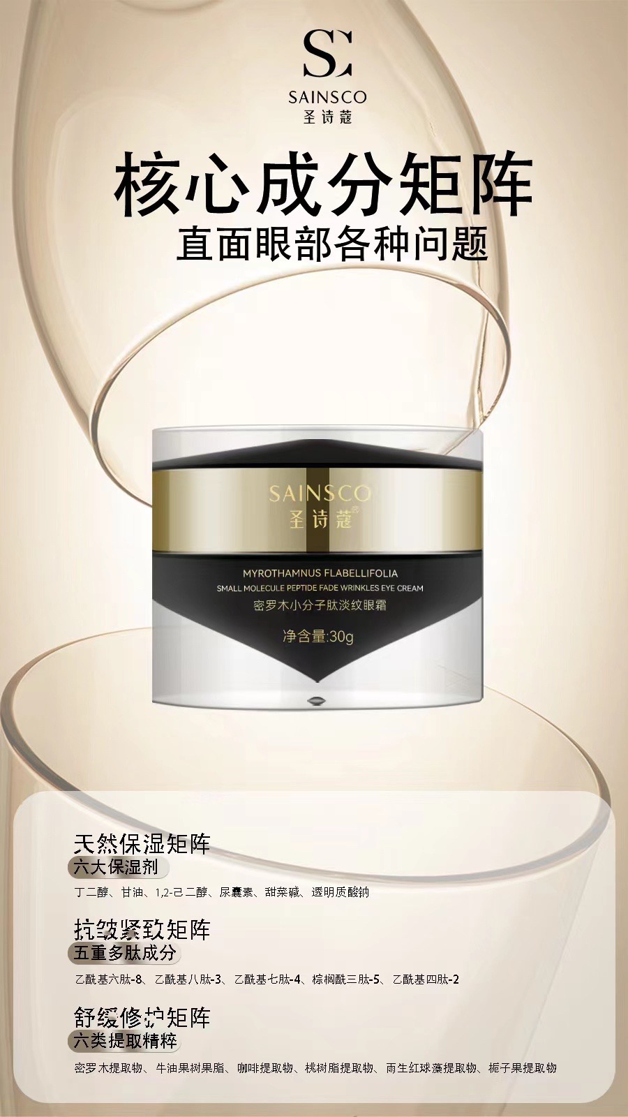 蝶婉丽圣诗蔻密罗木小分子肽淡纹眼霜30g - 图0