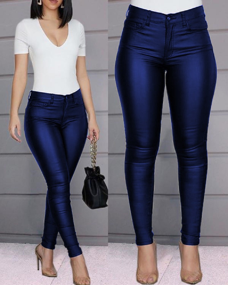 Autumn winter leather pants casual sexy feet trousers women-图1