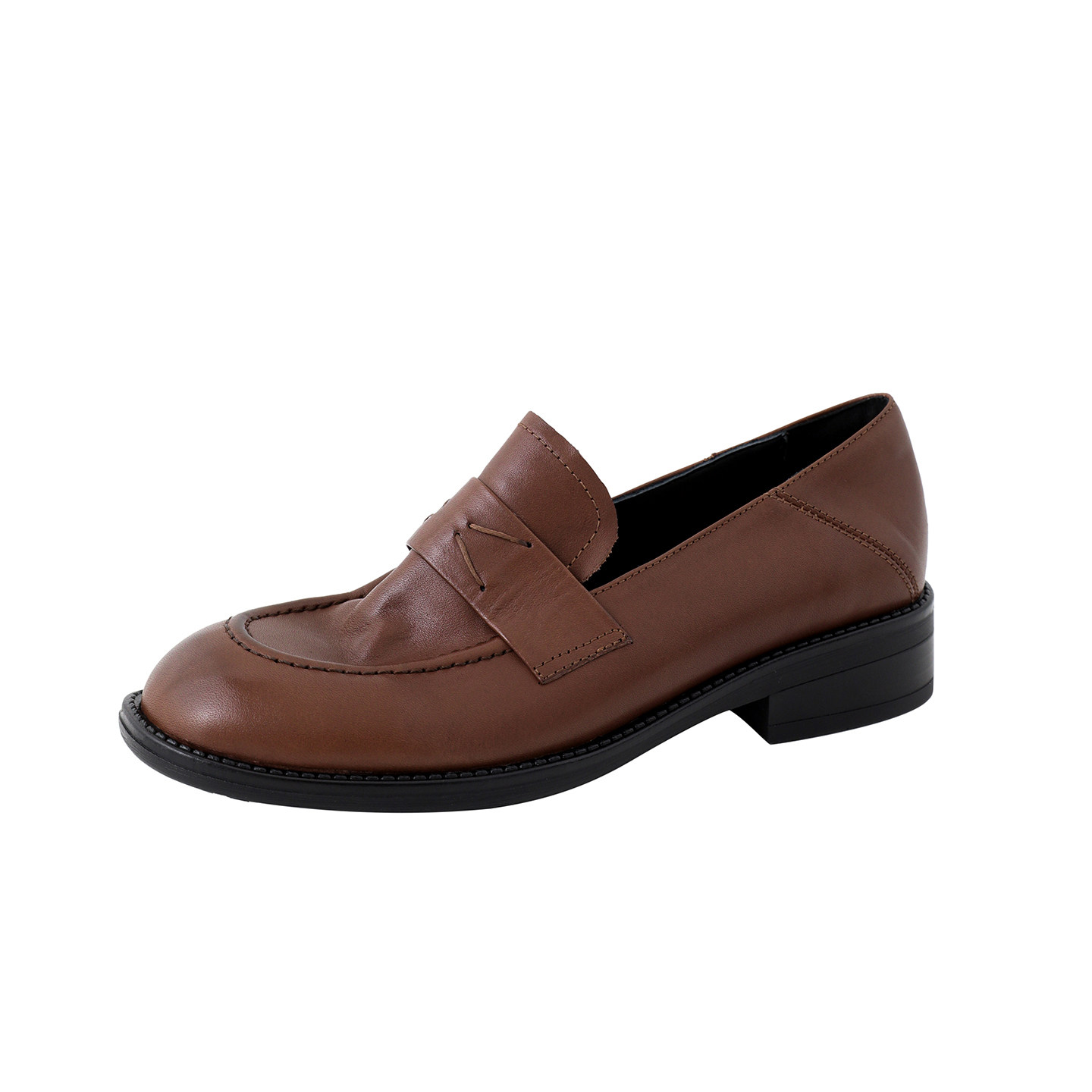 黑夫人手工高端真皮乐福鞋女粗低跟一脚蹬小皮鞋百搭舒适软底单鞋,淘宝优惠券,粉丝福利购,淘宝优惠卷