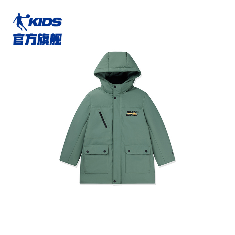 商场同款中国乔丹童装官方儿童羽绒服梭织冲锋衣2023新款男童外套