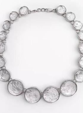 满39包邮za欧美夸张白色水晶镶嵌宝石项链个性大气锁骨链