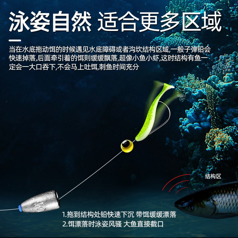 成品防挂底德州钓组套装绑好路亚假饵曲柄钩翘嘴鲈鱼鳜鱼专用线组_虎窝淘