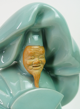 京烧名家宫永东山青瓷日式置物