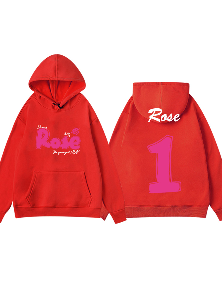 Rose罗斯1号印花连帽卫衣男风城玫瑰美式复古篮球运动宽松长袖潮