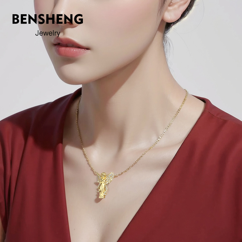 BENSHENG小天使项链女夏锁骨链法式轻奢原创小众设计感中国风礼物 - 图3