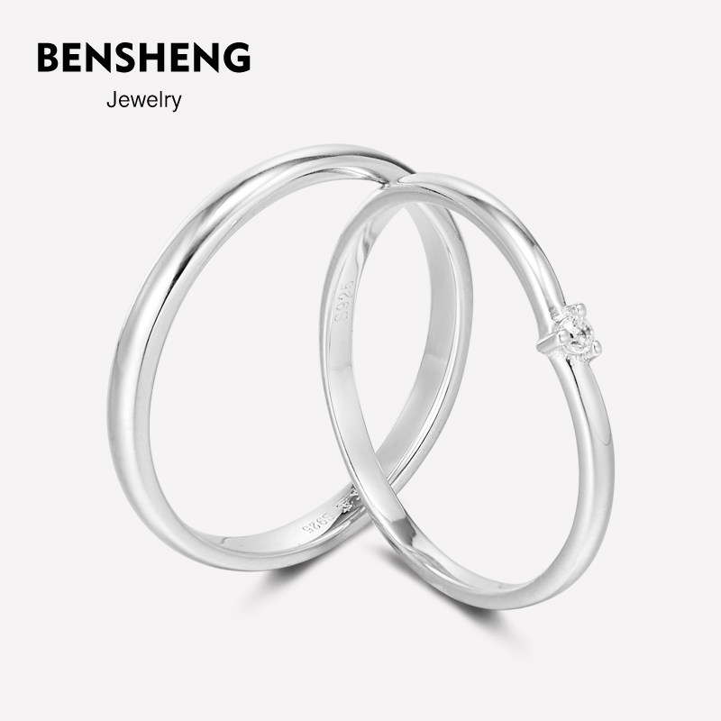 bensheng本笙挚爱纯银素圈对戒指 本笙戒指/指环