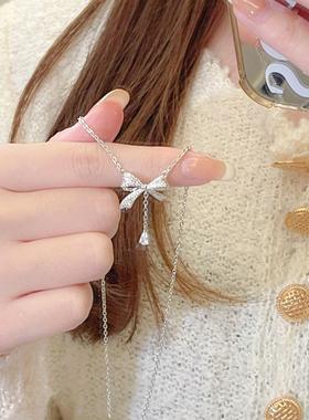 FANC范家灵动蝴蝶结满钻镶嵌锆石吊坠镂空设计感甜美锁骨链项链女