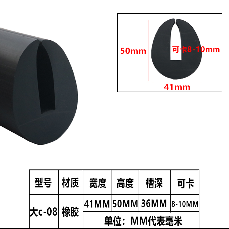 C型橡胶压条筛网U型橡胶压条振动筛橡胶皮条减震密封胶条30*31mm - 图2