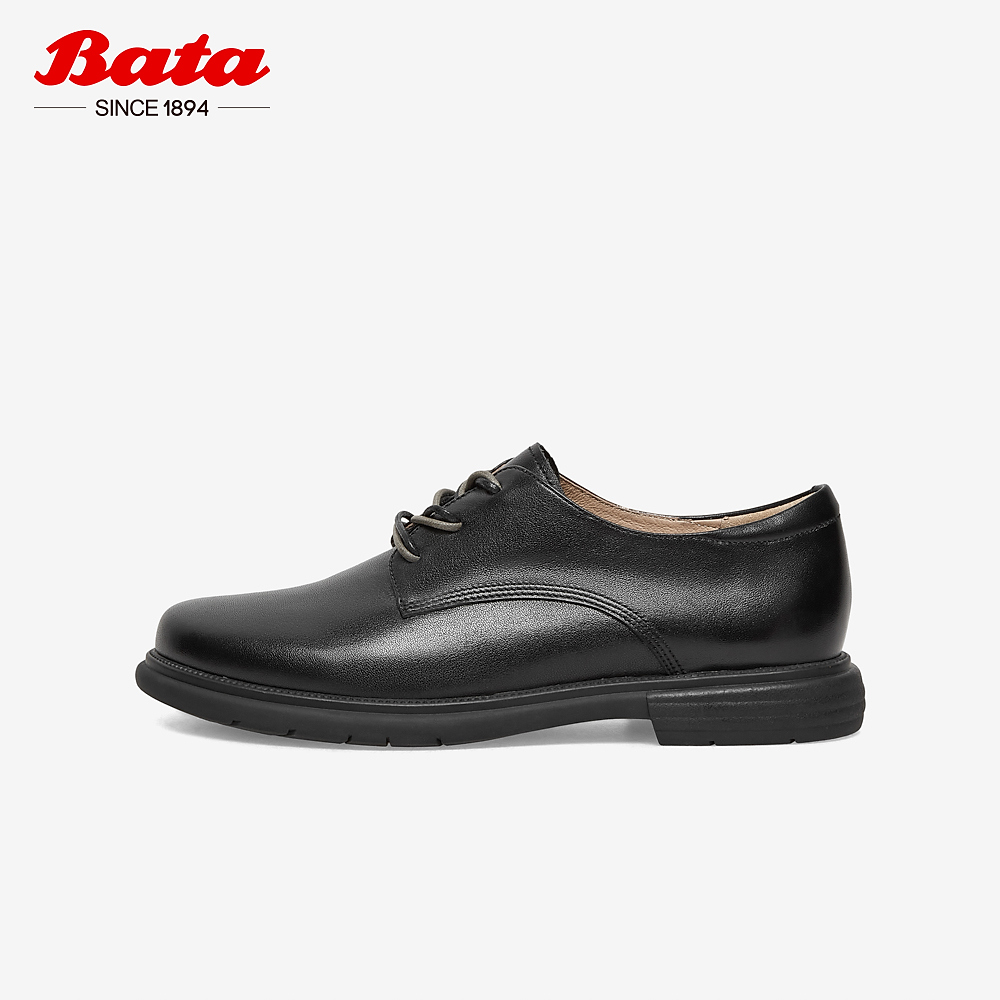 Bata系带牛津鞋女春季商场新款英伦复古牛皮软底单鞋AWM20AM3 - 图0