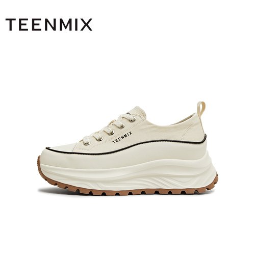 天美意夏季新款潮流运动系带厚底增高休闲百搭女板鞋KJ008BM5 - 图0