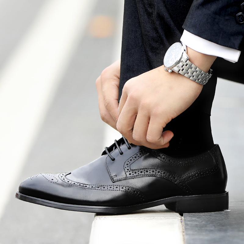 基情碎月旗舰店布洛克皮鞋男商务雕花男鞋手工英伦德比鞋真皮男士正装巴洛克皮鞋3
