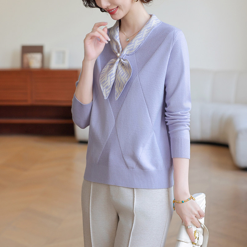 洋气妈妈装高贵针织衫2025秋季新款毛衣打底衫中老年女装长袖上衣,淘宝优惠券,粉丝福利购,淘宝优惠卷