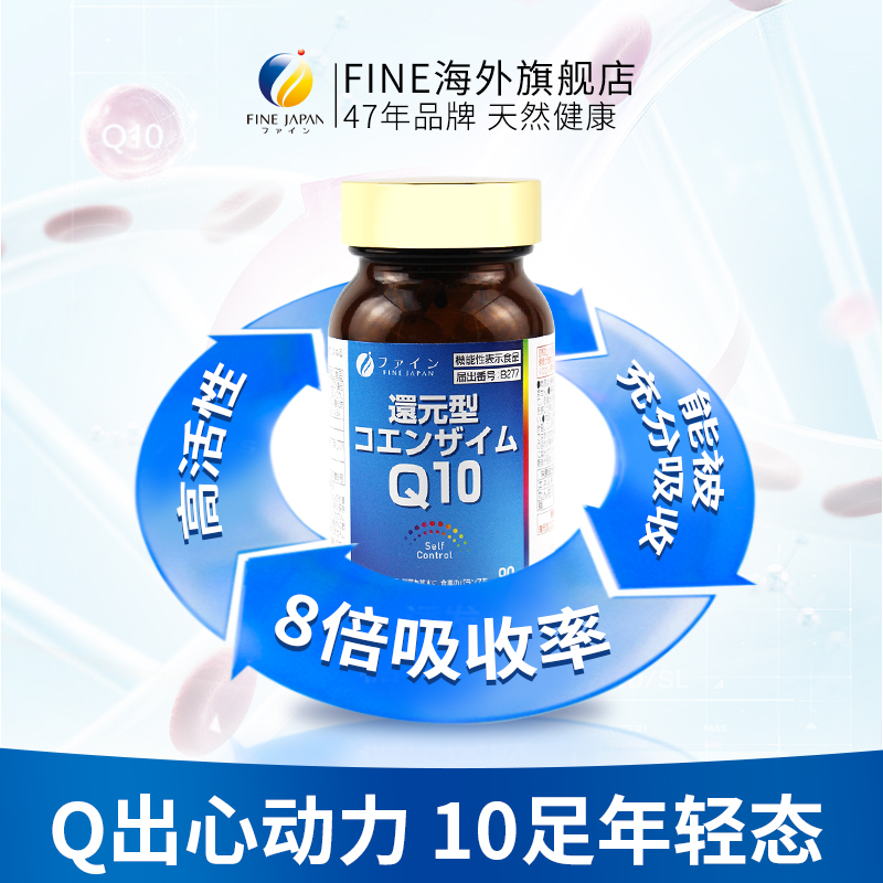 FINE还原型辅酶q10日本进口正品泛醇辅酶强健心肌心脏保健品3月装-图0